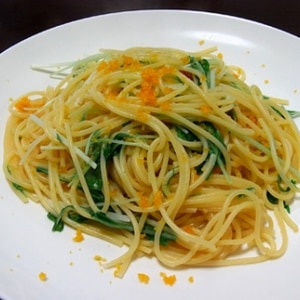 生からすみと水菜のスパゲッティ　タラコスパ版も！